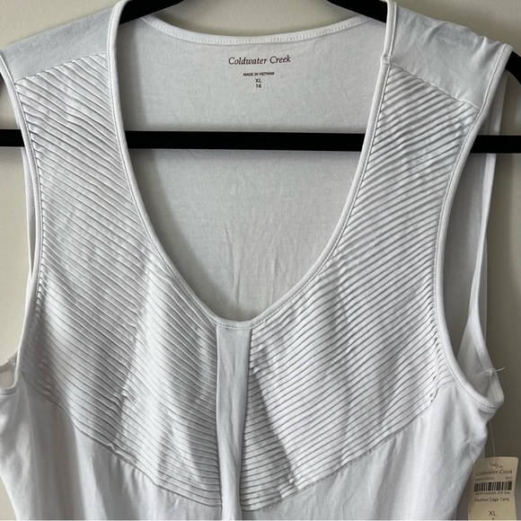 Coldwater Creek Size 16 🆕 white feather edge sleeveless tank top - Picture 2 of 7